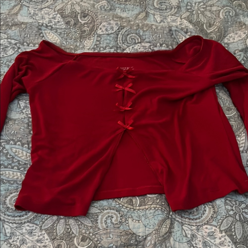 PacSun Red Cut Out Tie Front Blouse